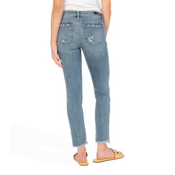 Kut From the Kloth Womens Reese Straight Leg Ankle Jeans Size 8 Raw Hem Blue NWT - Picture 3 of 11